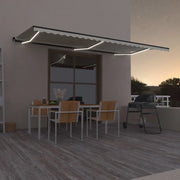Tenda da Sole Retrattile Manuale con LED 600x350 cm Crema cod mxl 55305