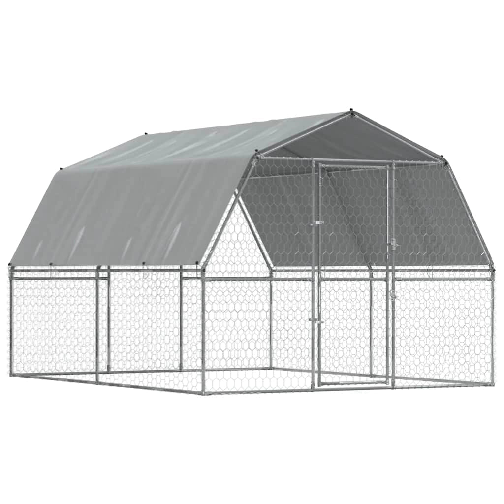 Gabbia per cani con tetto e porta acciaio zincato argento Silver 02_0041640