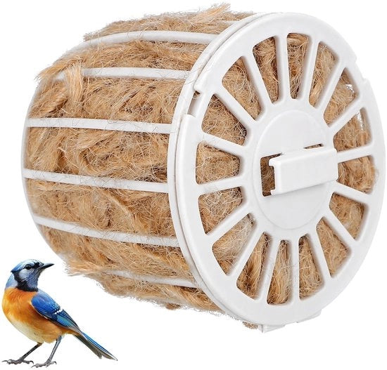 Materiale per Nido per Uccelli Sostenibile - Nido per Uccelli da Esterno - Nido per Canarini - Juta/Coton - Accessori per Costruzione di Nidi Naturali - Dimensioni 7,30x7,30x6,50 cm