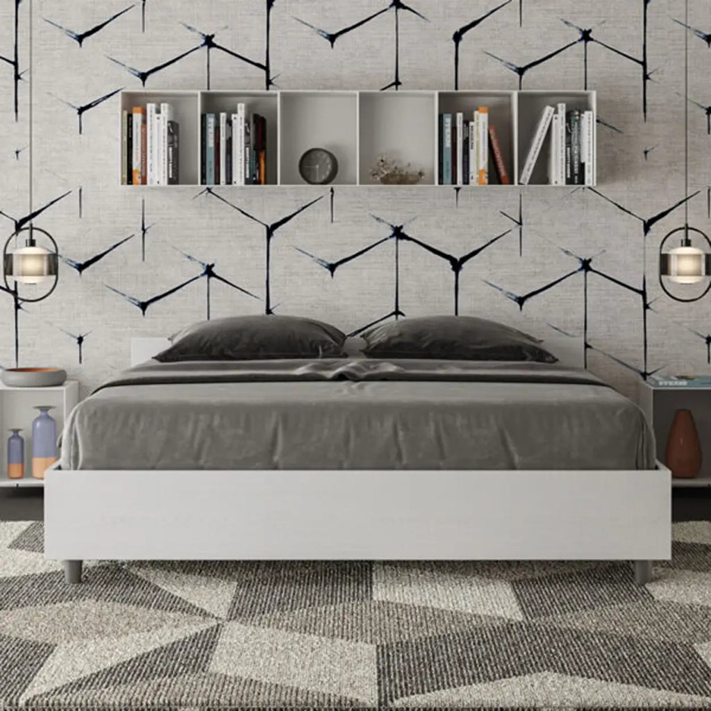 Letto matrimoniale senza rete 160x200 bianco frassino Nuamo