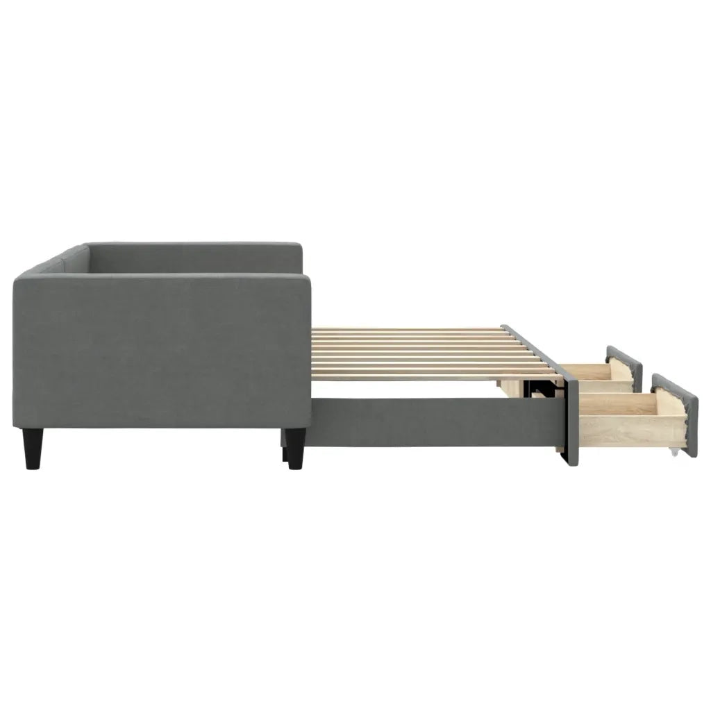 Divano Letto Estraibile Cassetti Grigio Scuro 90x190cm Tessuto 3196625