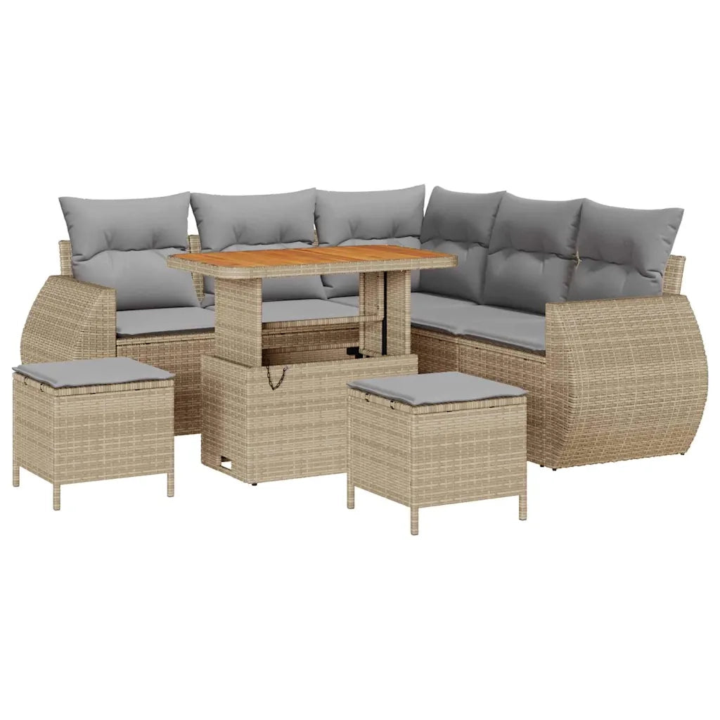 Set Divano da Giardino 8 pcs Beige polyrattan 3361877