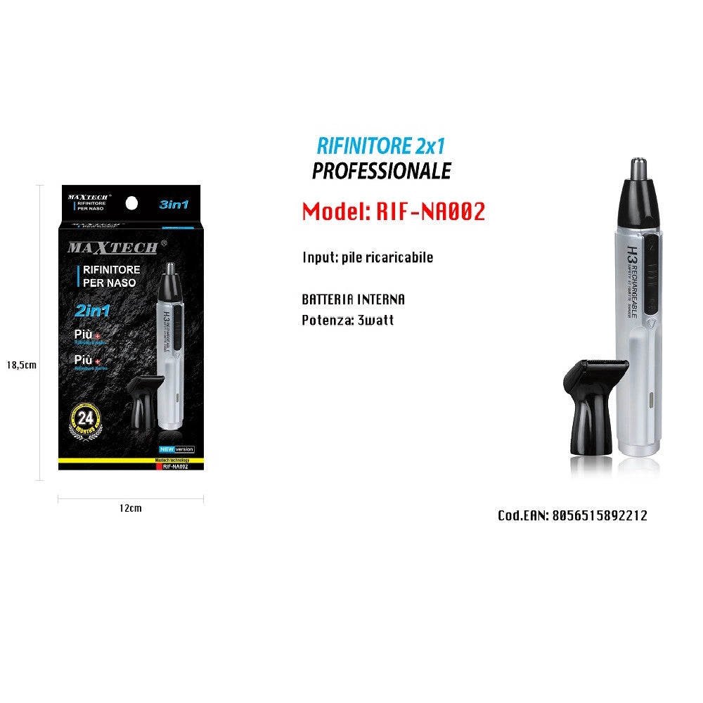 Trade Shop - Mini Rasoio Uomo Barba Naso Basette Peli Con Ricambio 3w Ricaricabile Rif-na002 -
