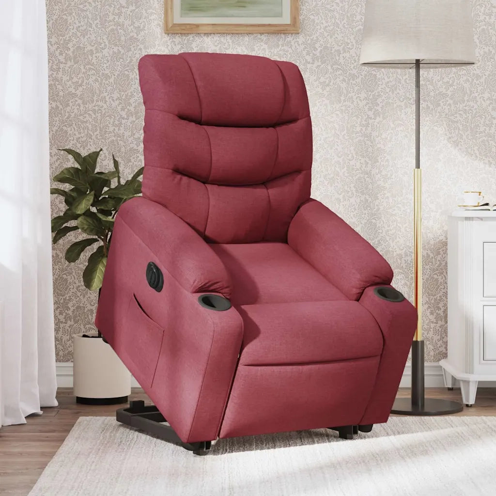 Poltrona Alzapersona Reclinabile Elettrica Rosso Vino Tessuto 3206666