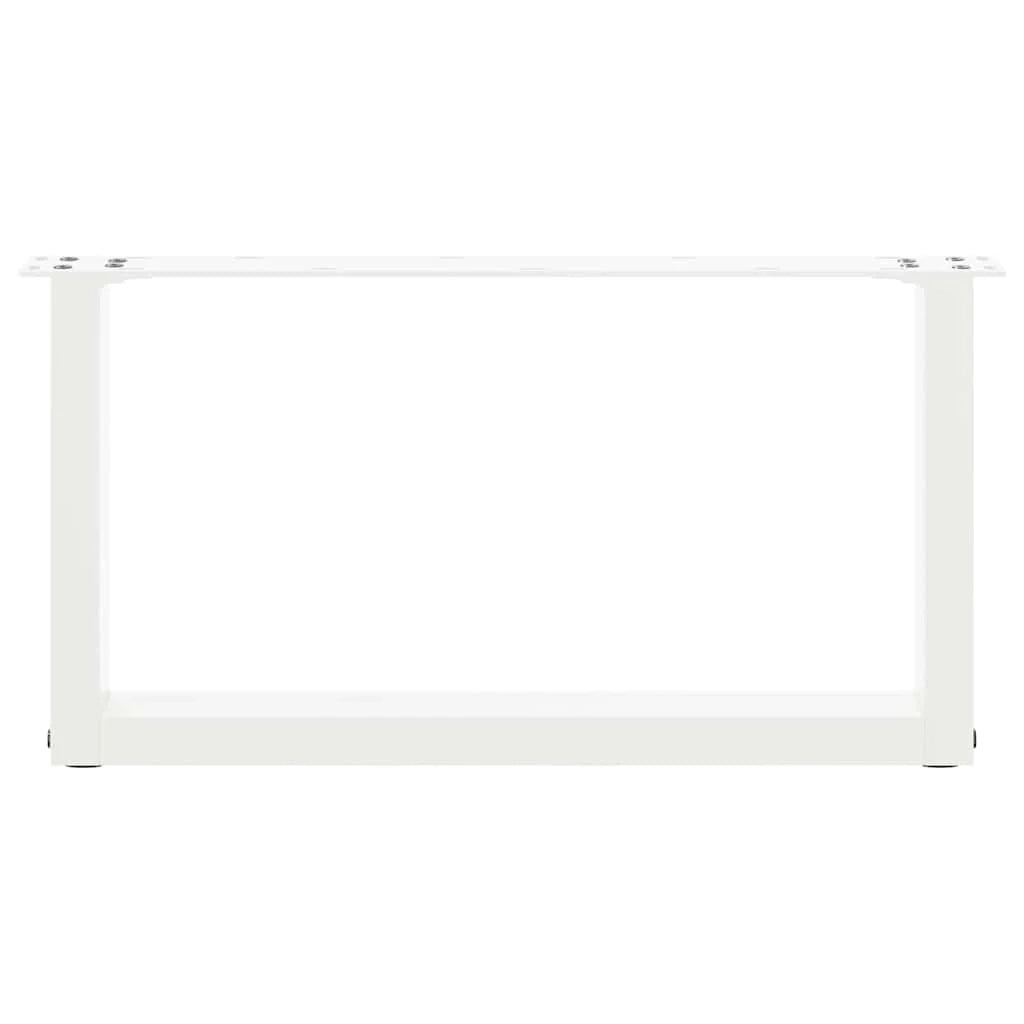 Set di 2 gambe robuste per tavolino da caffè a forma di U 60 x 30 cm con piedini regolabili design moderno acciaio bianco 02_0057381