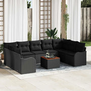 Set Divano da Giardino con archiviazione 10 pcs Nero polyrattan 3356168