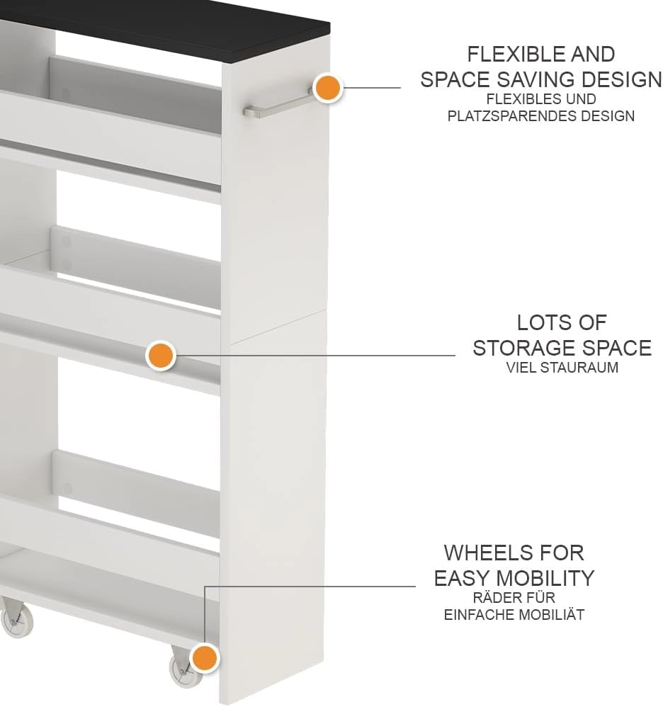 Contenitore a rotelle Rivo, Bianco/antracite, 20 x 84.4 cm