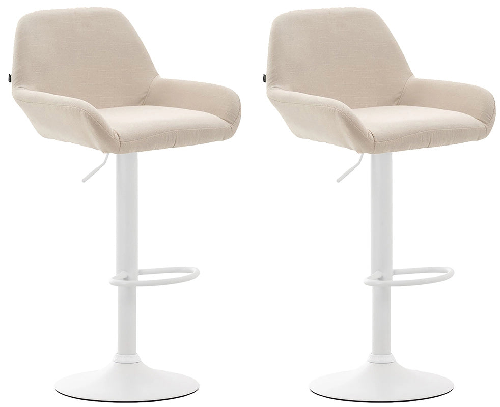 Set 2 Sgabelli Braga in tessuto crema,bianco