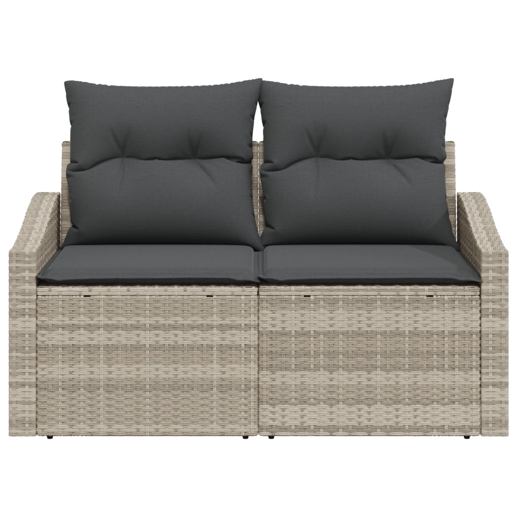 Divano da giardino a 2 posti con cuscini in rattan grigio