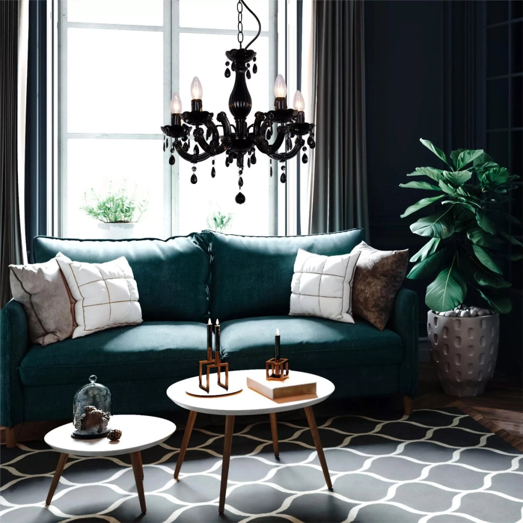 Lampadario Magnolia rococò nero 5xE14 Zuma Line RLD94016-5B