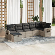 Set Divani da Giardino 7pz con Cuscini Grigio Chiaro Polyrattan 3325508