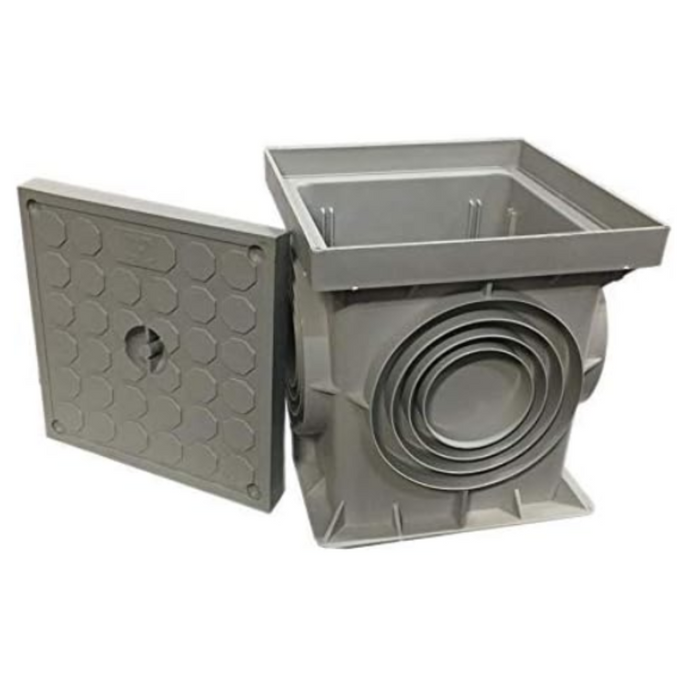 Pozzetto in polipropilene con coperchio grigio chiaro varie dimensioni *** dimensioni 300 x 300 millimetri, confezione 1