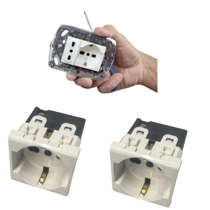 Biesse kit presa bipasso schuko 2p+t 10/16a compatibile con serie bticino matix *** numero pezzi 3, confezione 1