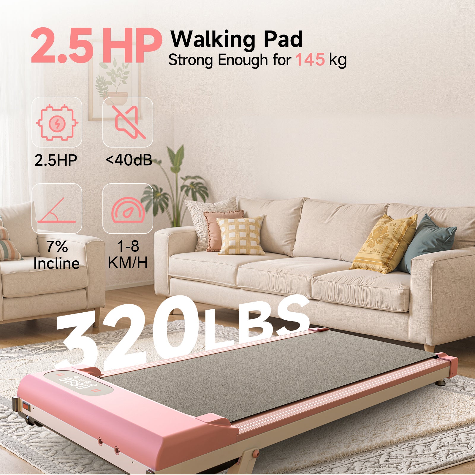 Tapis roulant elettrico inclinato RATTANTREE, tappetino da passeggio da 1 a 8 km/h con telecomando, per casa e ufficio, 2,5 CV, capacitï¿½ï¿½ 140 kg