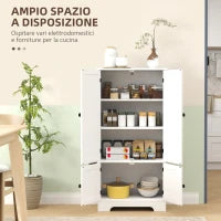 Mobile Credenza da Cucina a 4 Ante con 2 Armadietti e Ripiano Regolabile, 58.2x30x123 cm, Bianco
