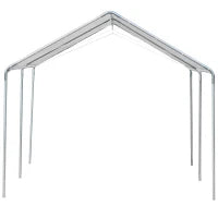 Tendone per Auto in Acciaio Zincato con Kit di Ancoraggio, 5.95x2.94x2.6m - Bianco
