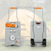 Serbatoio per Acqua da Campeggio 22L con Ruote e Maniglia e Beccuccio Girevole, Grigio