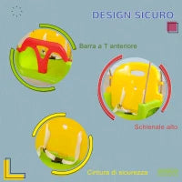 Altalena per Bambini 9-36 Mesi in PP e PE con Corda Regolabile e Cintura, 42x33x120-180 cm