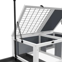 Casa per Tartarughe in Legno, 2 Zone con Supporto per Lampada Regolabile, 81 x 48 x 31,5 cm, Grigio