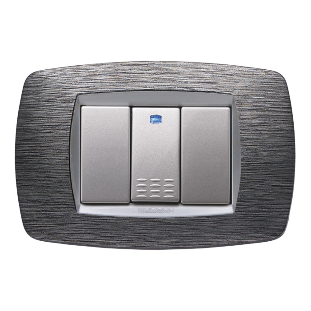 Master modo placca satinato grigio compatibili con supporti master modo *** numero posti 3 posti, confezione 1