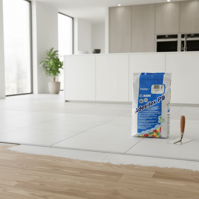 Adesilex p9 adesivo cementizio ad alte prestazioni per piastrelle in ceramica e pietra 5 kg *** colore- bianco, confe...