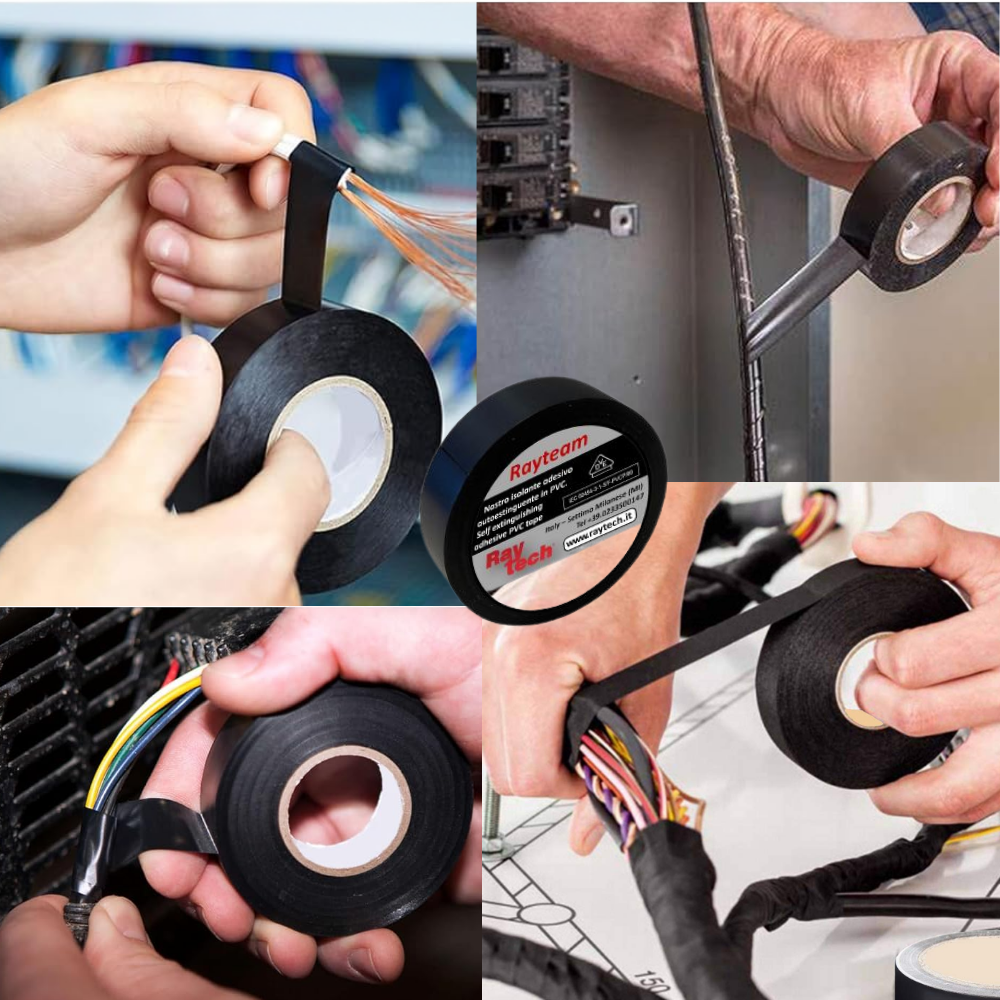 Nastro isolante in pvc autoestinguente raytech per impianti elettrici e cablaggi *** colore nero, dimensioni 19 mm x ...
