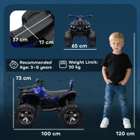 Quad Elettrico per Bambini 3-5 Anni a 12V con Fari e Pedale, in PP e Metallo 100x65x73 cm, Blu
