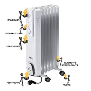 Elettro­radiatore ad olio kemper 1500w a 7 elementi per riscaldamento rapido