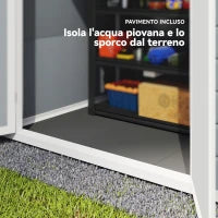 Casetta da Giardino con Finestra e Doppia Porta PP e Alluminio, 183x134x210 cm, Grigio