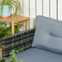Salotto da Giardino con Divanetto, Chaise Longue e Tavolino in Rattan PE con Cuscini, Grigio