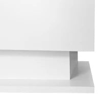 Tavolino Salotto Moderno Lucido con Illuminazione LED, con Piano in Vetro e Cassetto, Resistente ai Graffi, 100x50x32 cm, Bianco