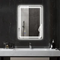 Specchio Bagno Antiappannante con Luce LED Regolabile, Speaker Bluetooth, Pulsanti Touch, 50x70 cm