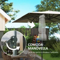 Ombrellone Doppio da Giardino 4.5x2.6 m, Apertura a Manovella e 12 Stecche, Grigio