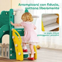 Set Scivolo per Bambini 5 in 1 con Canestro, Scaletta e Telescopio Giocattolo, Età 1-3 Anni, Giallo