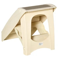 Scaletta per Cani Pieghevole con 4 Gradini Antiscivolo per Animali Fino 10kg, Beige