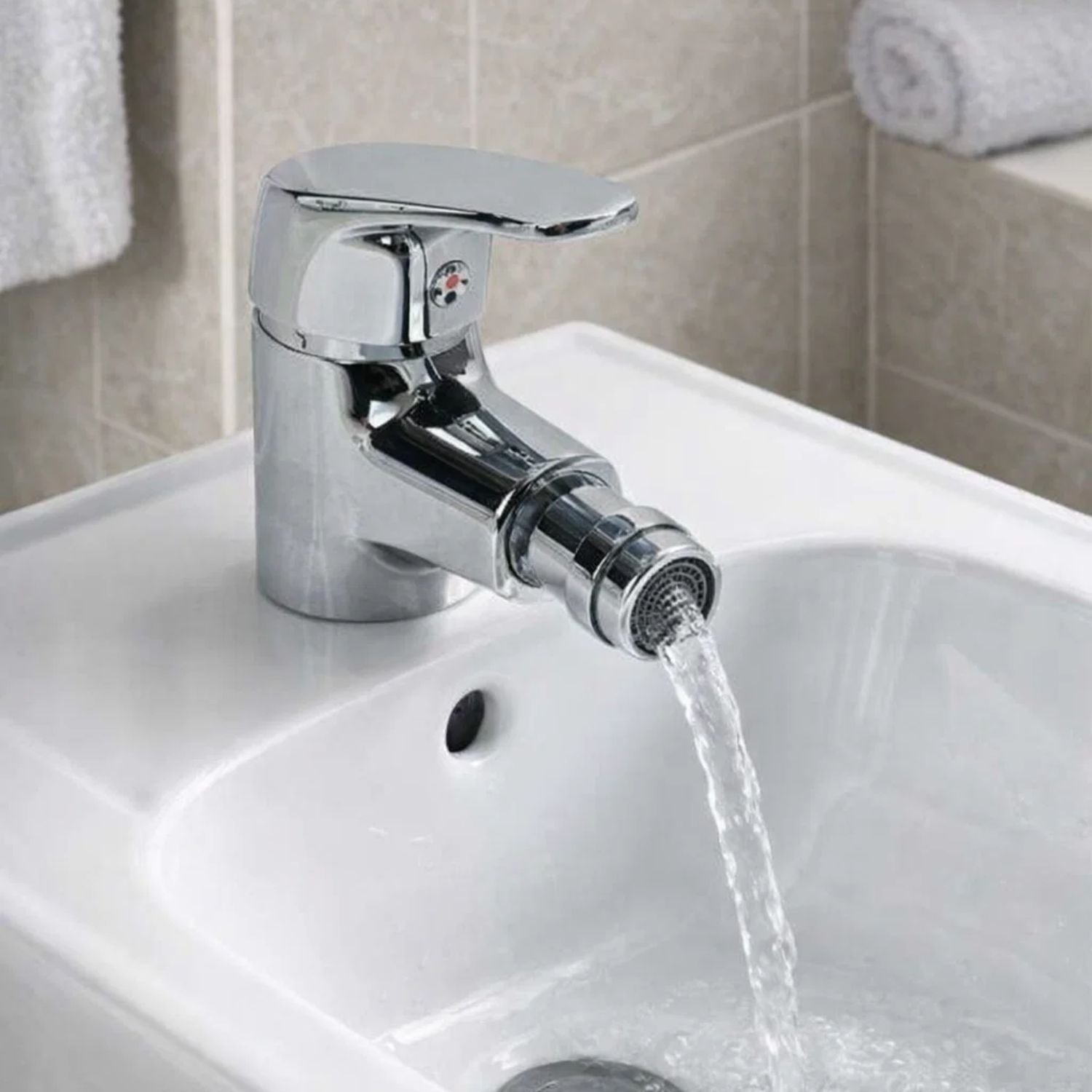 Miscelatore rubinetto europa per bidet in ottone colore cromato con piletta