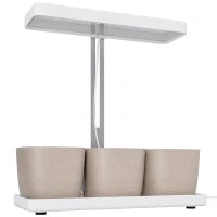 Lampade per Pianta da 42 Luci LED con 3 Vasi, Timer e Illuminazione Regolabile, 45x18.8x47.8 cm, Bianco