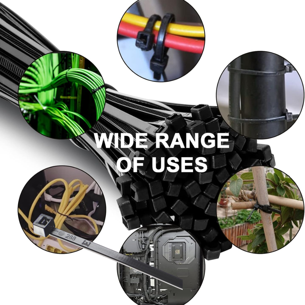 Elematic fascette per cablaggio in nylon autoestinguente confezione 50 pezzi *** colore nero, dimensioni 12,5 x 1000 ...