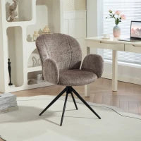 Sedia da Ufficio Ergonomica, Poltrona da Ufficio con Seduta Girevole a Ritorno Automatico, 60 x 66 x 86,5 cm, Beige