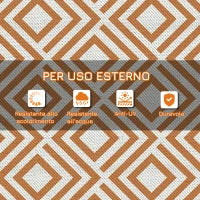 Tappeto Esterno per Balcone e Terrazza Reversibile con Fantasia Geometrica, 182x274 cm, Marrone e Bianco