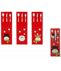 6pz Portaposate Feltro Natalizie Rosso 15x9cm Babbo Natale Renna Pupazzo Fiocco Rilievo         