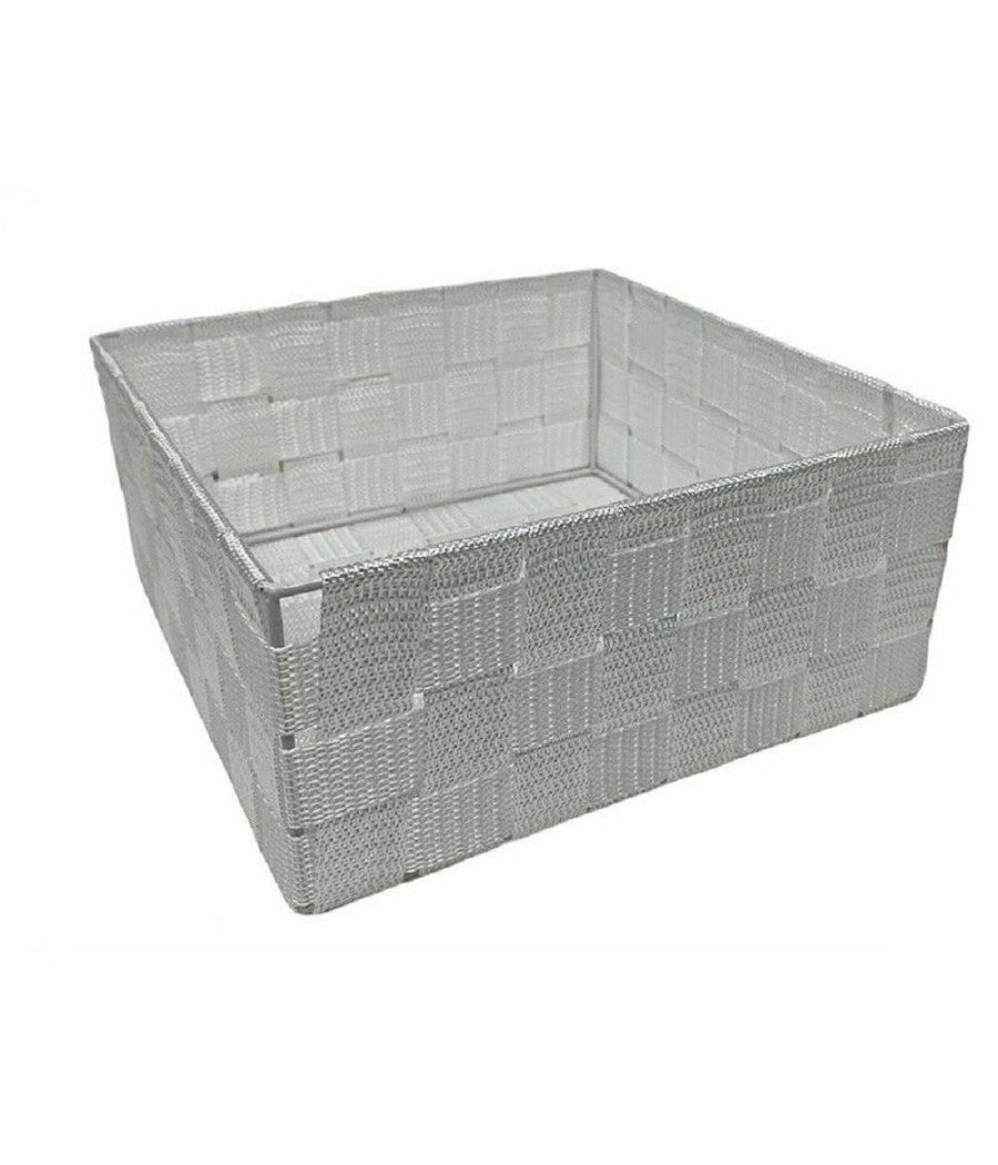 6pz Scatola In Tessuto Contenitori Organizer Bagno Armadio Cassetti Bianco         