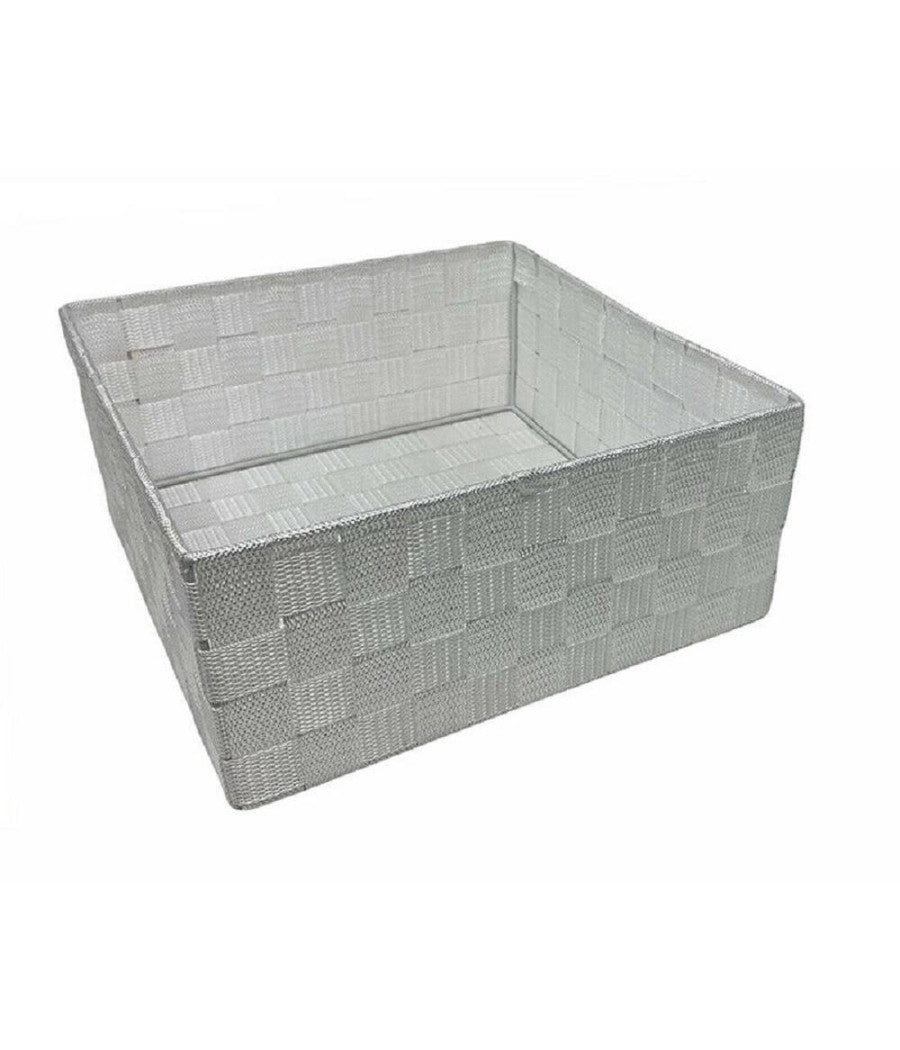 6pz Scatola In Tessuto Contenitori Organizer Bagno Armadio Cassetti Bianco         