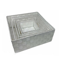 6pz Scatola In Tessuto Contenitori Organizer Bagno Armadio Cassetti Bianco         