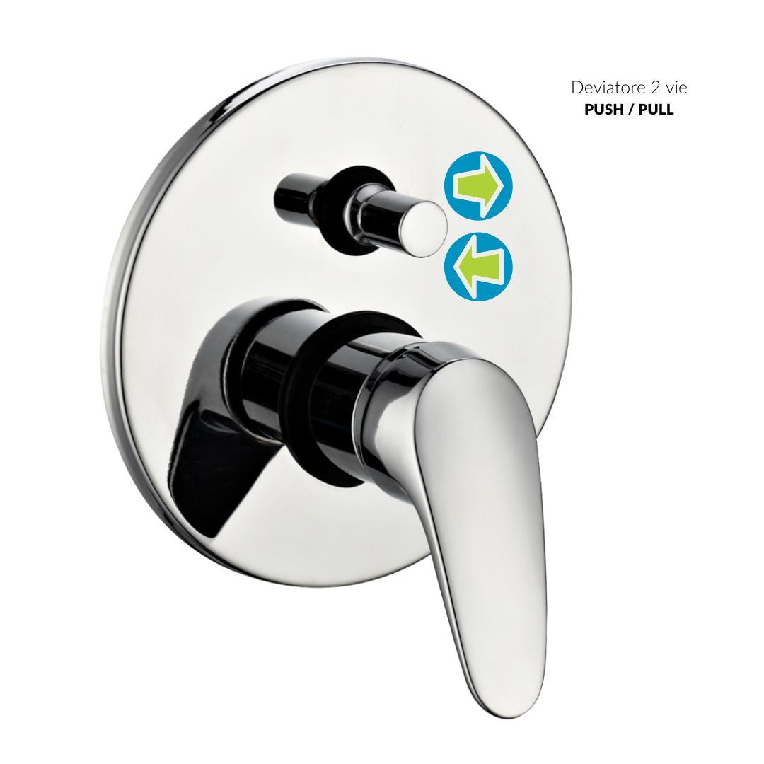 Kit doccia tondo completo di soffione doccetta e miscelatore con deviatore delfino