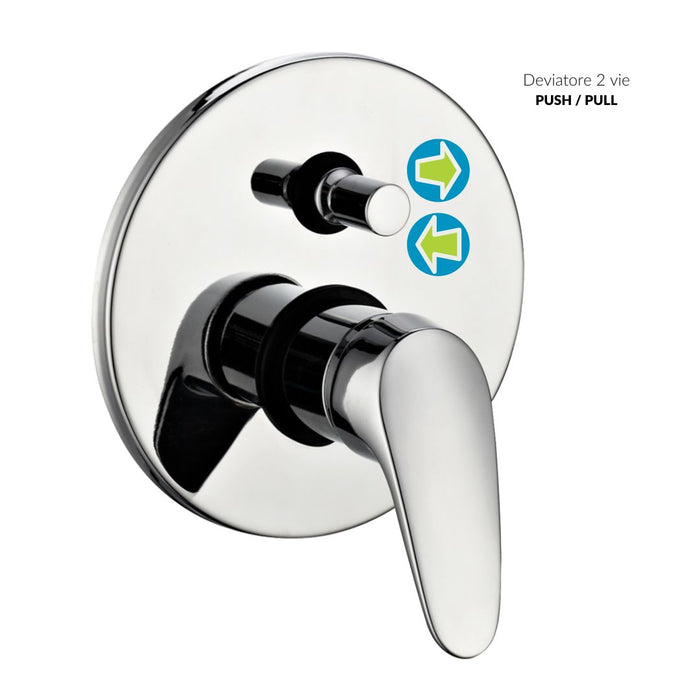 Kit doccia tondo completo di soffione doccetta e miscelatore con deviatore delfino