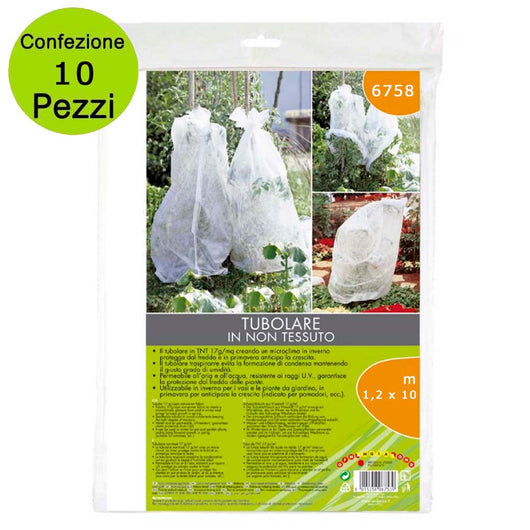 Multipack 10 pz telo protettivo per piante tubolare in tnt multiuso 17g/mq misura 1,2 x 10 metri