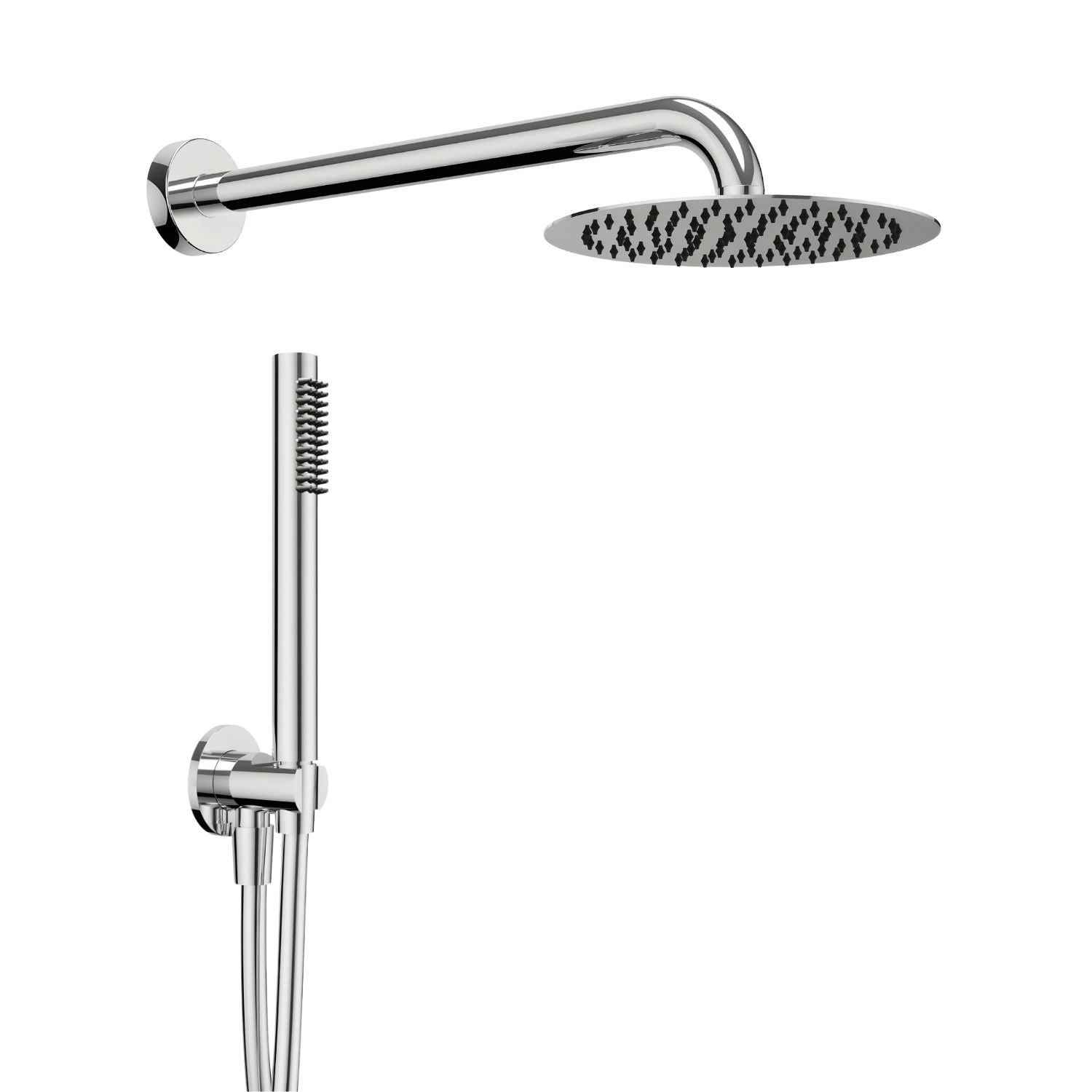 Set per doccia soffione tondo in acciaio inox 250 millimetri effetto spazzolato *** confezione 1