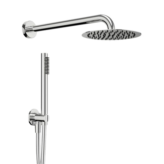 Set per doccia soffione tondo in acciaio inox 250 millimetri effetto spazzolato *** confezione 1