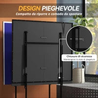 Tavolo da Ping Pong Pieghevole per Interni con Ruote Girevoli, Rete, Racchette e Palline, Blu
